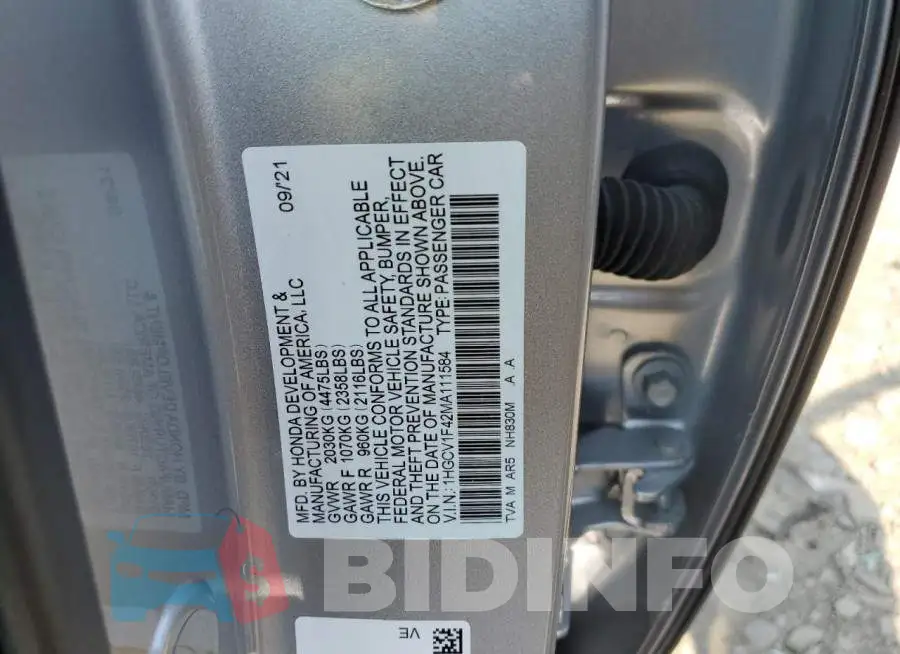 1HGCV1F42MA111584 Photo# 12