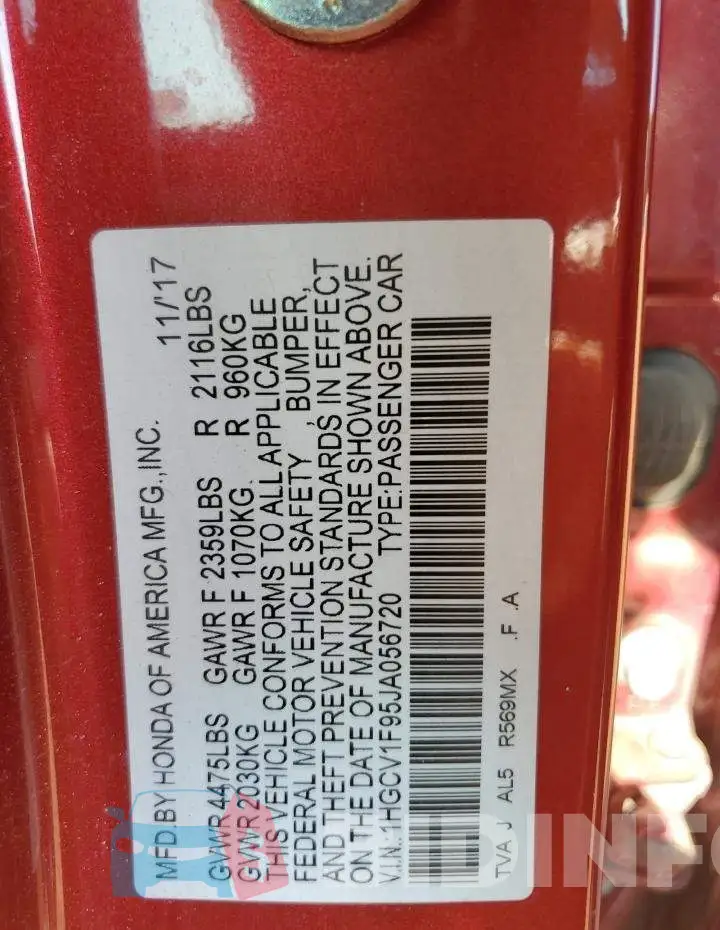 1HGCV1F95JA056720 Photo# 13