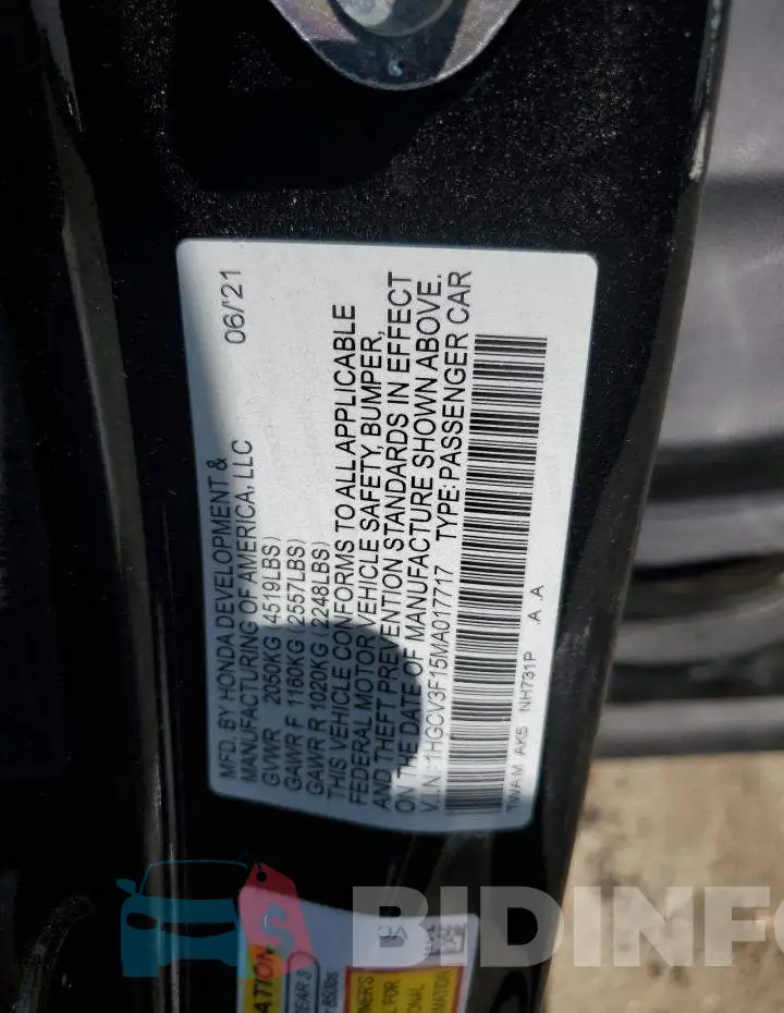1HGCV3F15MA017717 Photo# 13