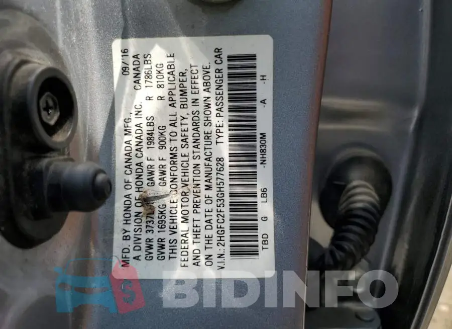 2HGFC2F53GH577628 Photo# 12