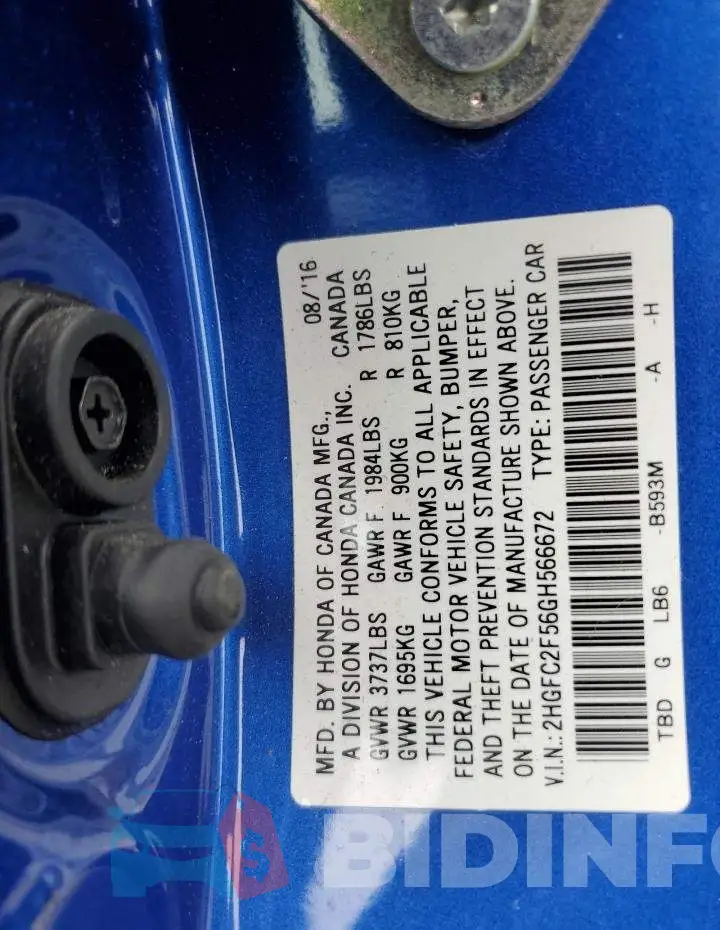 2HGFC2F56GH566672 Photo# 12
