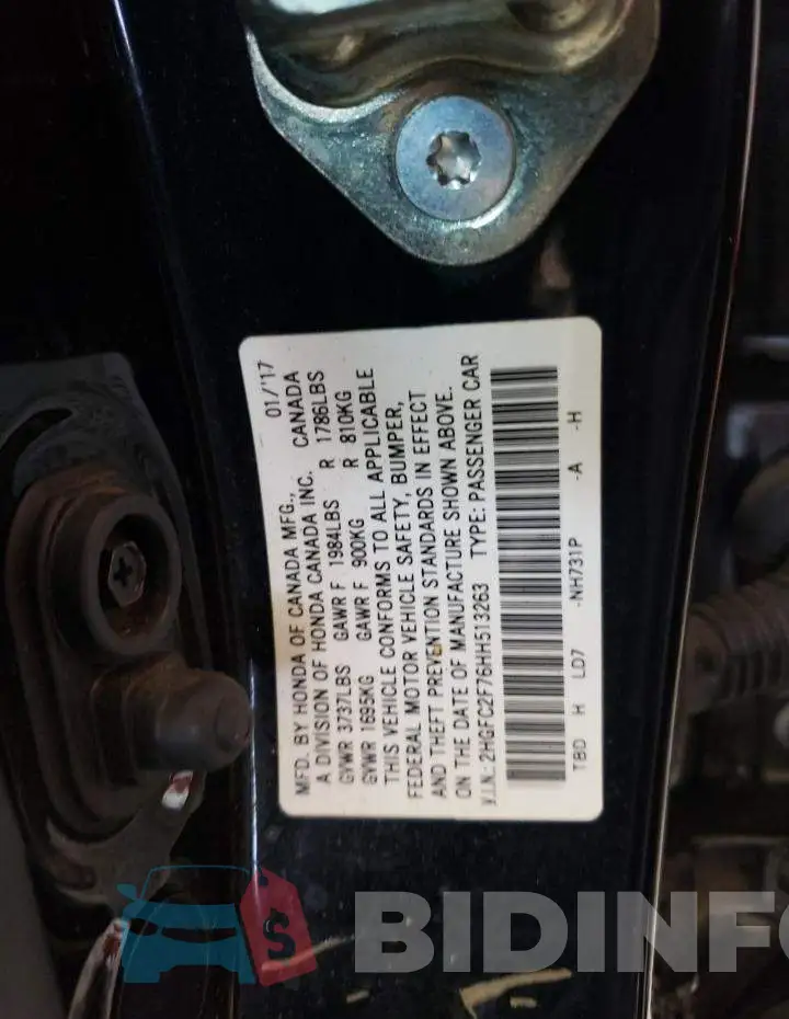 2HGFC2F76HH513263 Photo# 12