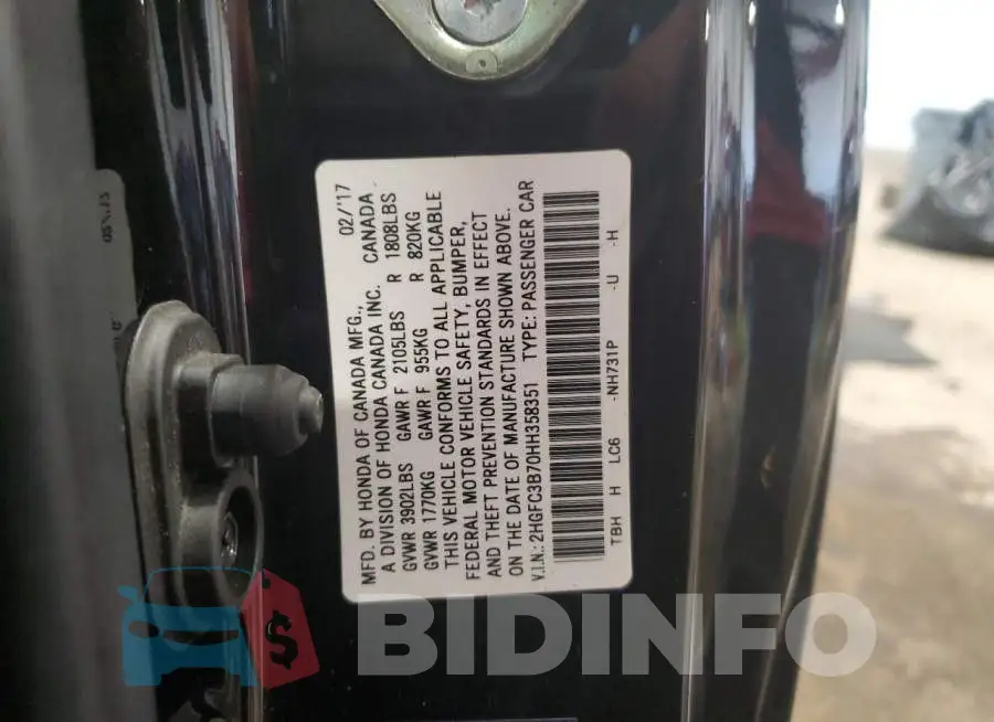 2HGFC3B70HH358351 Photo# 12