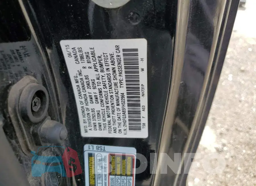 2HGFG3A85FH522964 Photo# 13