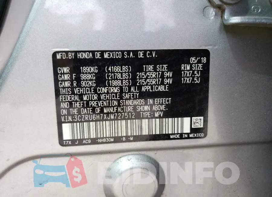 3CZRU6H7XJM727512 Photo# 14