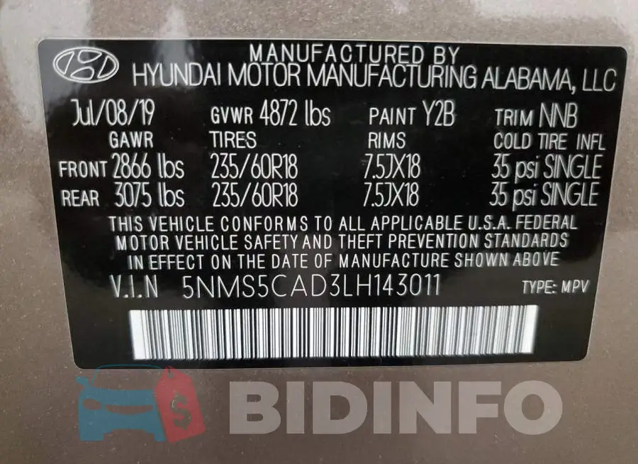 5NMS5CAD3LH143011 Photo# 14