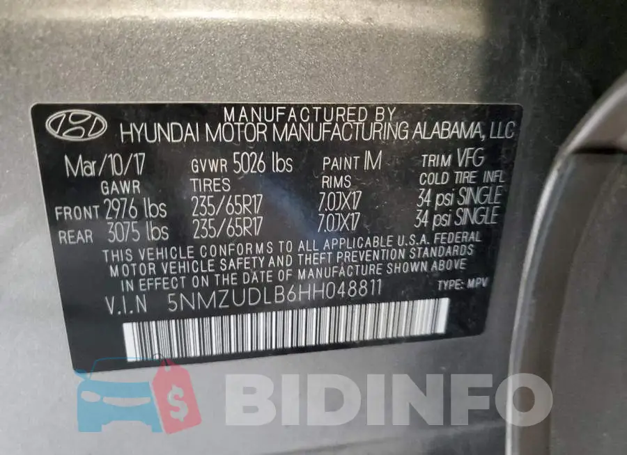 5NMZUDLB6HH048811 Photo# 12