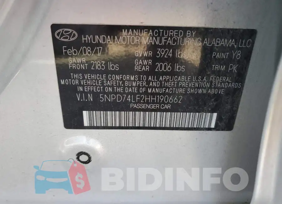 5NPD74LF2HH190662 Photo# 12