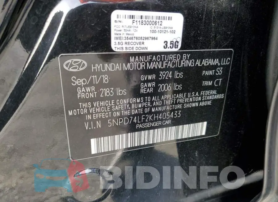 5NPD74LF2KH405433 Photo# 12