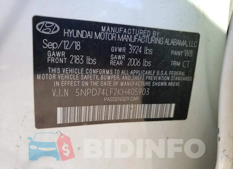 5NPD74LF2KH405903 Photo# 12