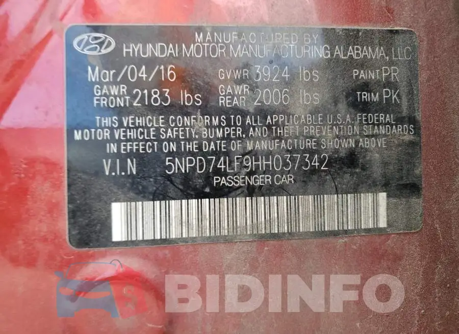 5NPD74LF9HH037342 Photo# 13