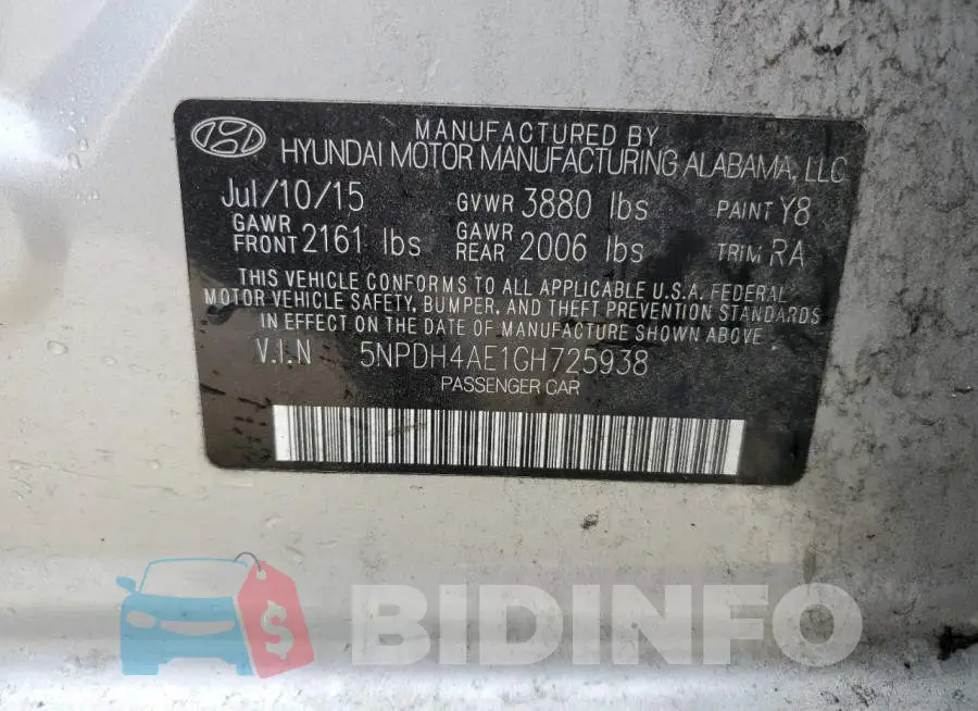 5NPDH4AE1GH725938 Photo# 13