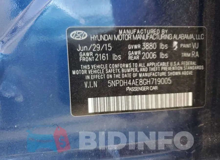 5NPDH4AE8GH719005 Photo# 12