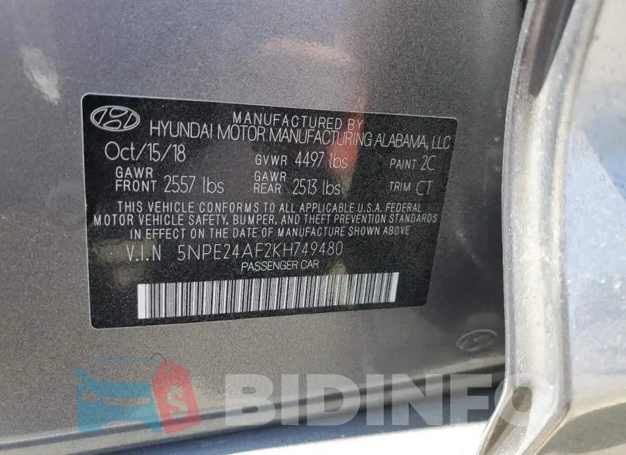 5NPE24AF2KH749480 Photo# 12