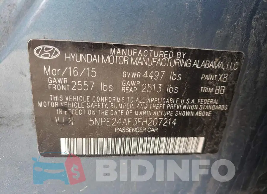 5NPE24AF3FH207214 Photo# 13