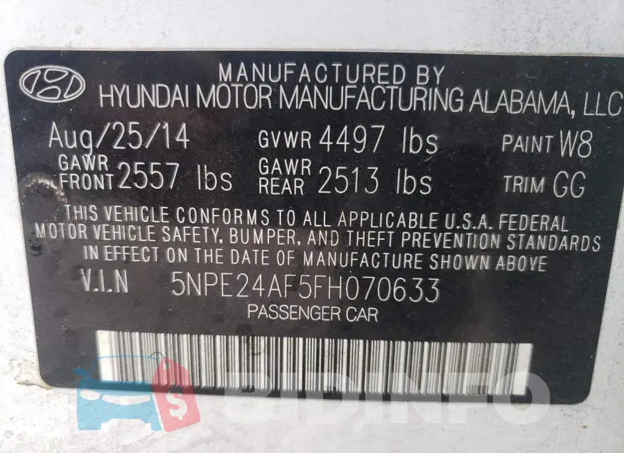 5NPE24AF5FH070633 Photo# 12
