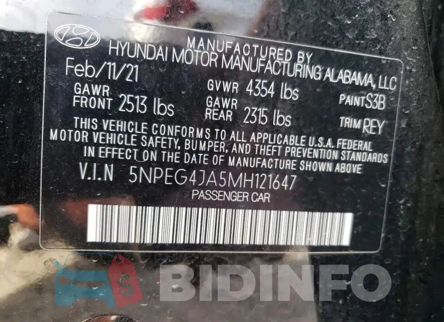 5NPEG4JA5MH121647 Photo# 12