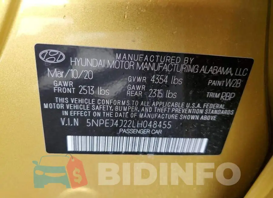 5NPEJ4J22LH048455 Photo# 13
