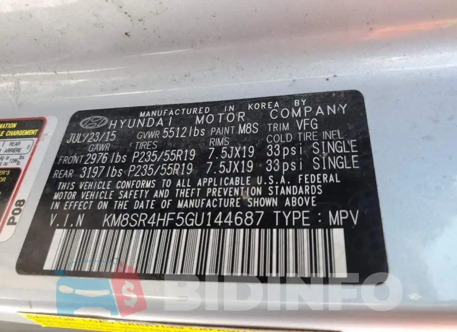 KM8SR4HF5GU144687 Photo# 12