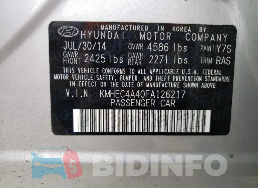 KMHEC4A40FA126217 Photo# 13