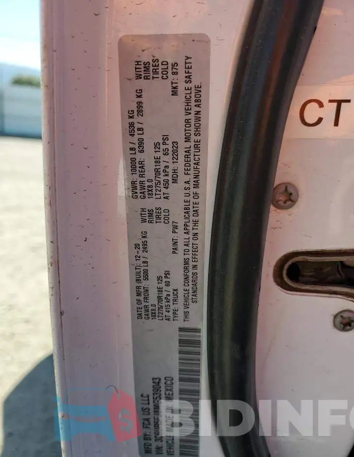 3C6UR5FJ8MG539043 Photo# 13