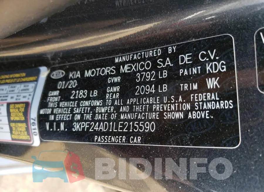3KPF24AD1LE215590 Photo# 12
