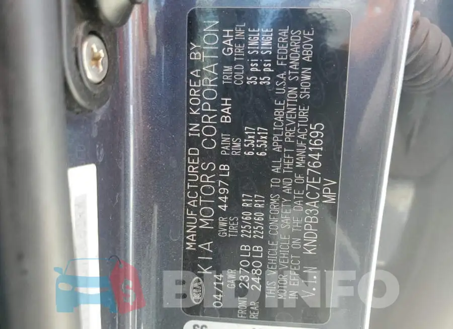 KNDPB3AC7E7641695 Photo# 13