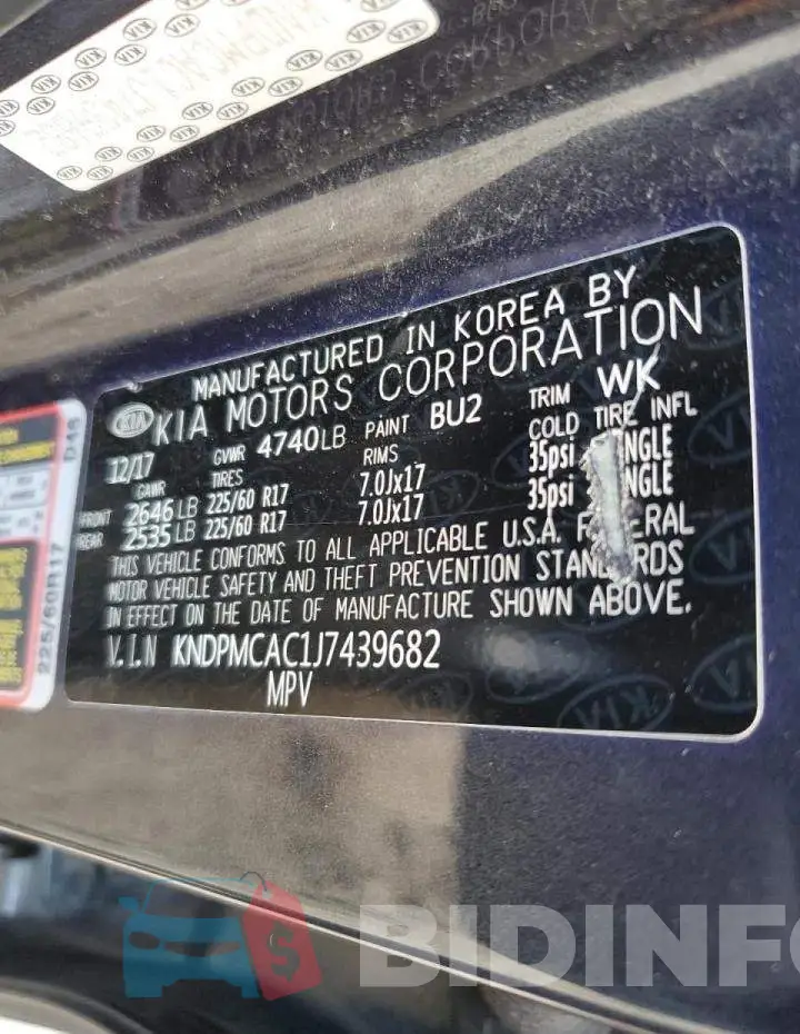 KNDPMCAC1J7439682 Photo# 13
