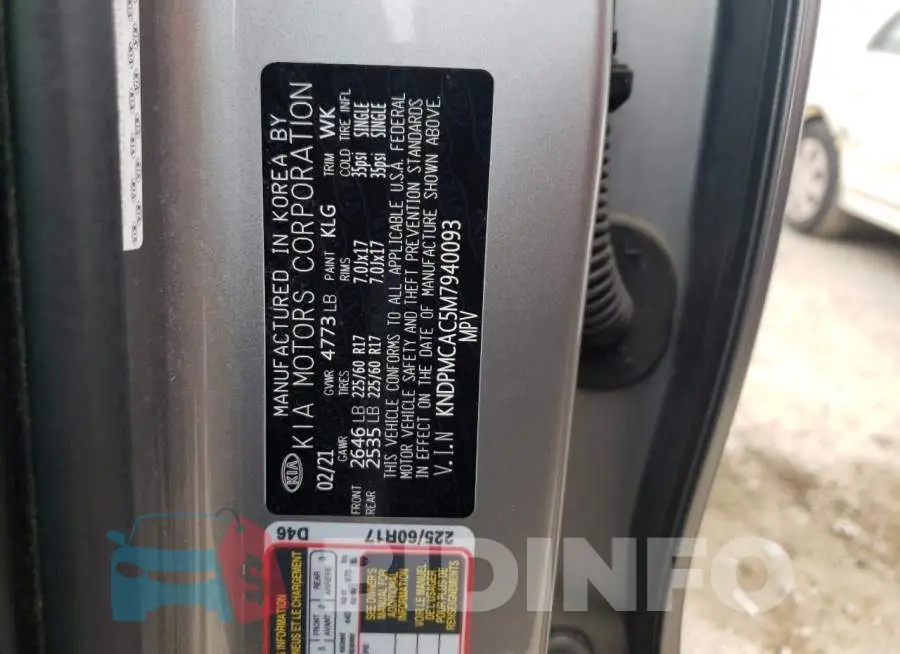 KNDPMCAC5M7940093 Photo# 13