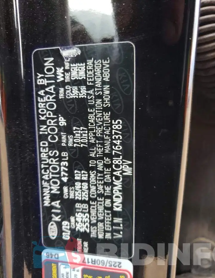 KNDPMCAC8L7643785 Photo# 13
