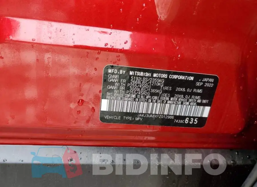 JA4J3UA8XPZ012986 Photo# 12
