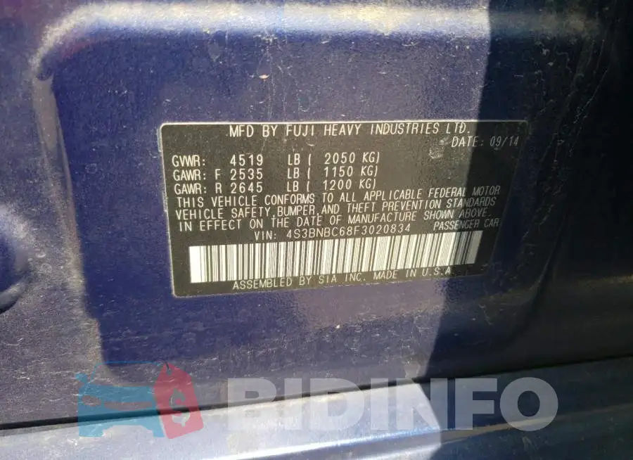 4S3BNBC68F3020834 Photo# 12