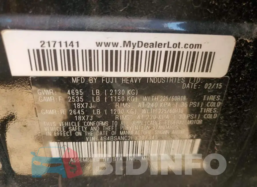 4S4BSANC2F3307345 Photo# 12