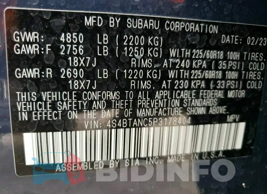 4S4BTANC5P3178404 Photo# 14