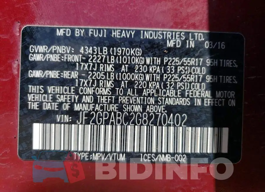 JF2GPABC2G8270402 Photo# 12