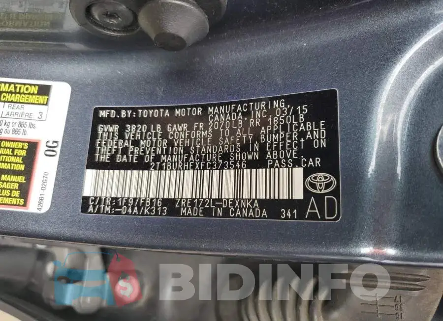 2T1BURHEXFC373546 Photo# 12
