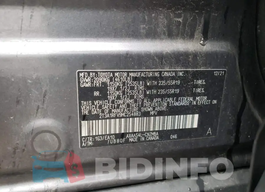 2T3A1RFV9MC254883 Photo# 12