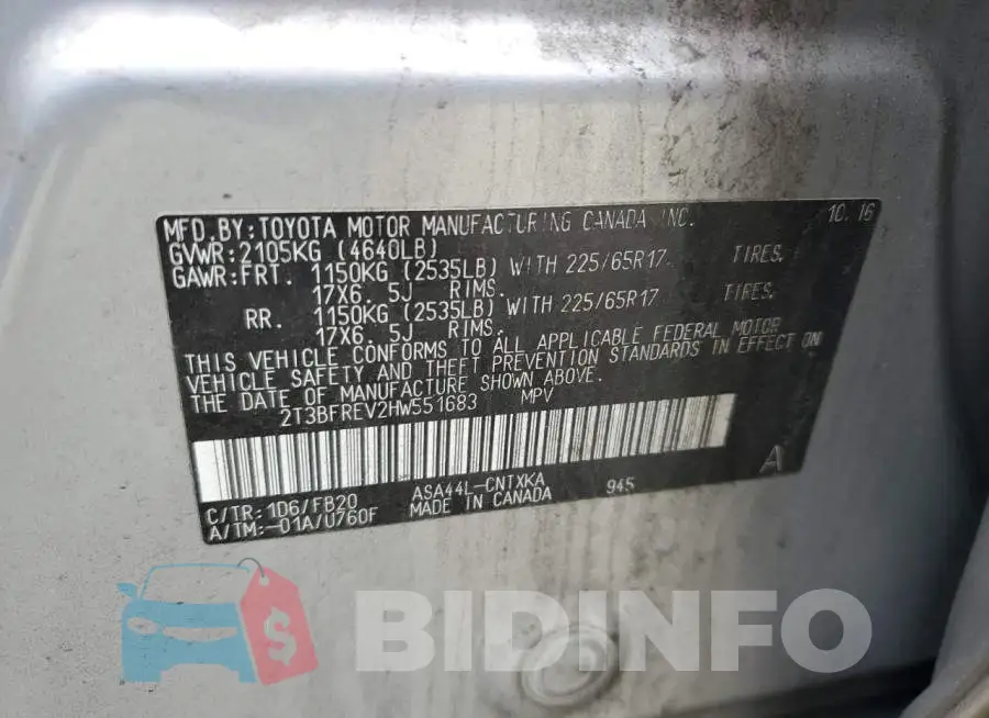 2T3BFREV2HW551683 Photo# 14