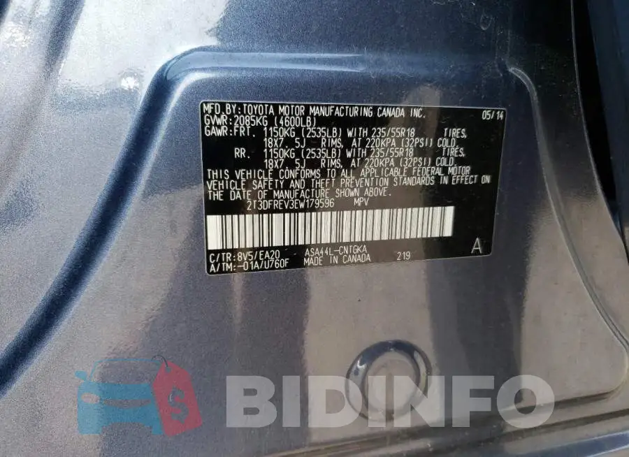 2T3DFREV3EW179596 Photo# 12