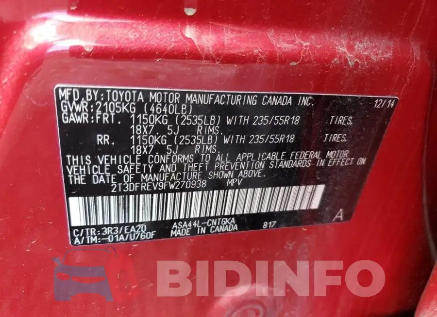 2T3DFREV9FW270938 Photo# 13