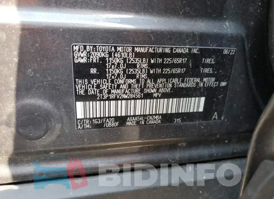 2T3P1RFV2NW284561 Photo# 13