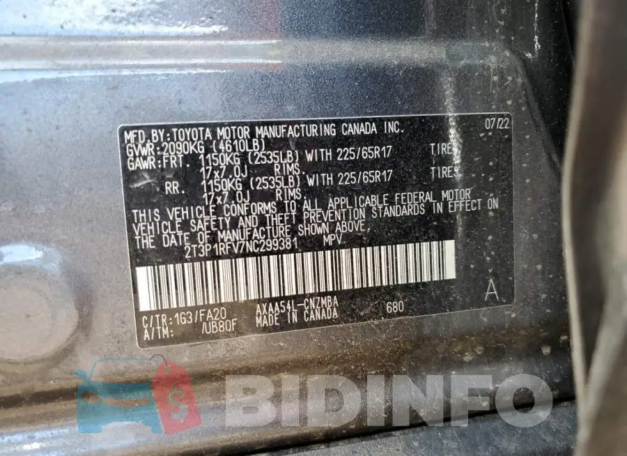 2T3P1RFV7NC299381 Photo# 13