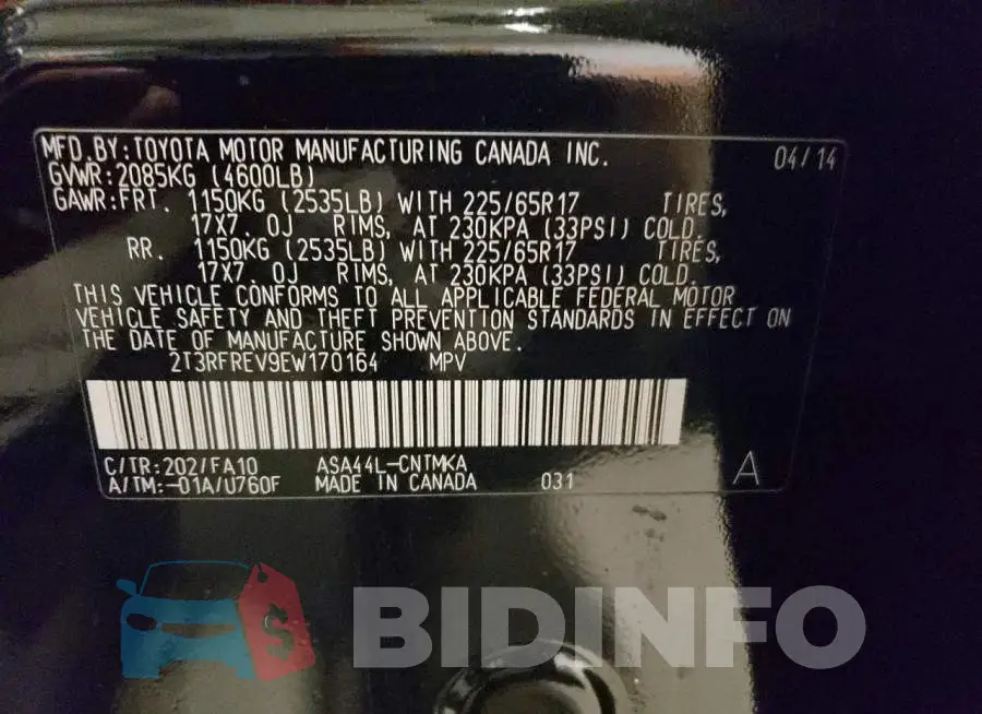 2T3RFREV9EW170164 Photo# 13