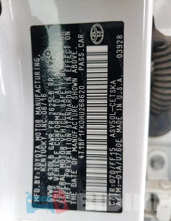 4T1BF1FK0HU268620 Photo# 12