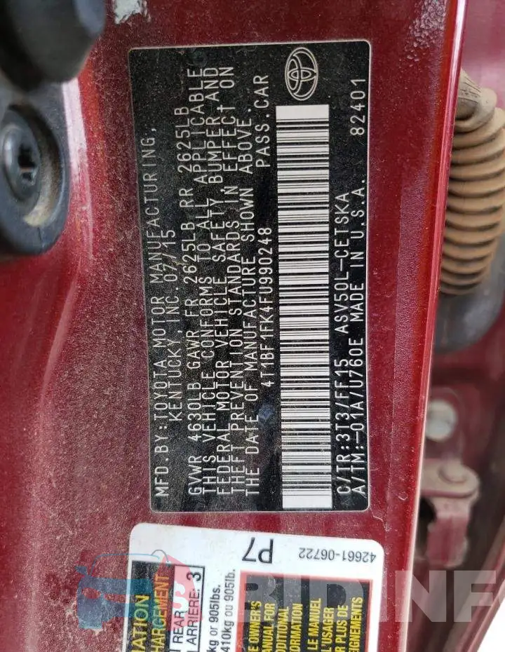 4T1BF1FK4FU990248 Photo# 12