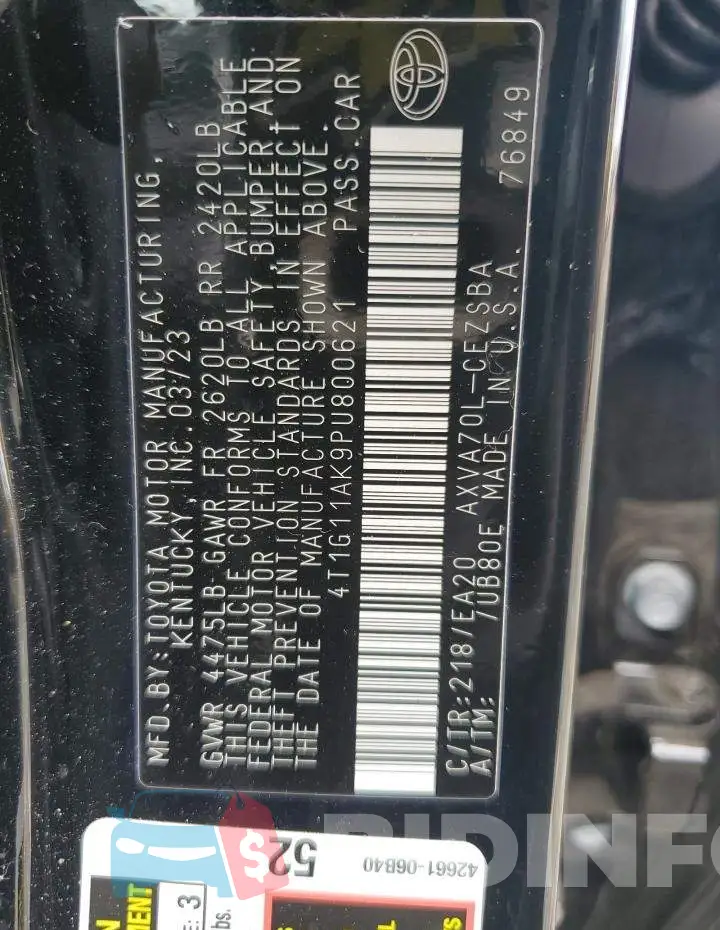 4T1G11AK9PU800621 Photo# 12