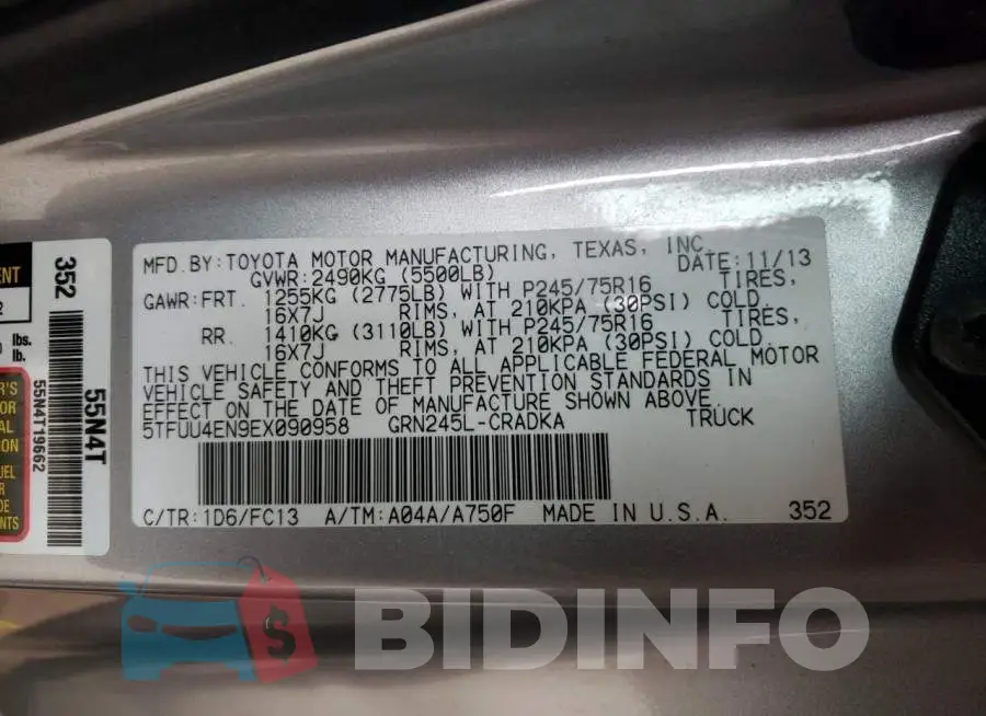 5TFUU4EN9EX090958 Photo# 12