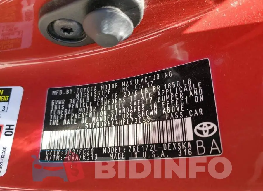 5YFBURHE4HP673053 Photo# 12