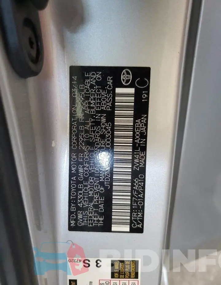 JTDZN3EU3EJ003045 Photo# 12