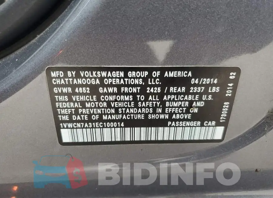 1VWCN7A31EC100014 Photo# 12